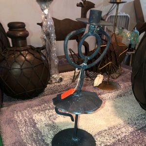 Antique handmade rustic ballerina candle stand